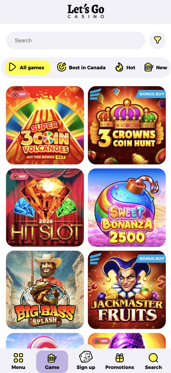 Lets Go Casino mobile screenshot